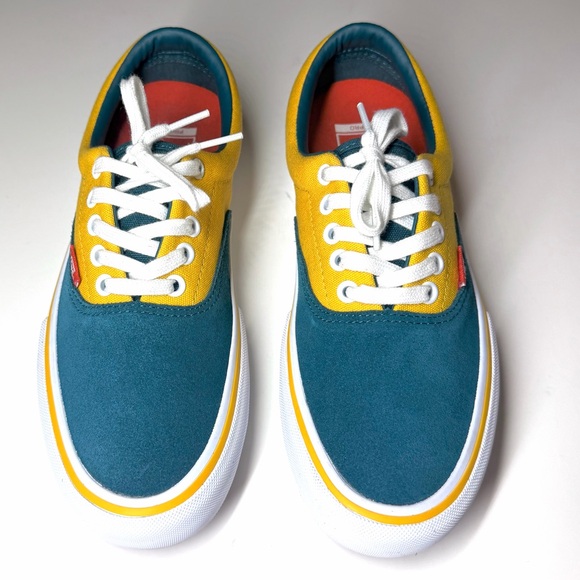 Vans Men's Era Pro Prime Atlantic Green Yellow Canvas Suede shoes Size- 7.5 - Picture 2 of 10
